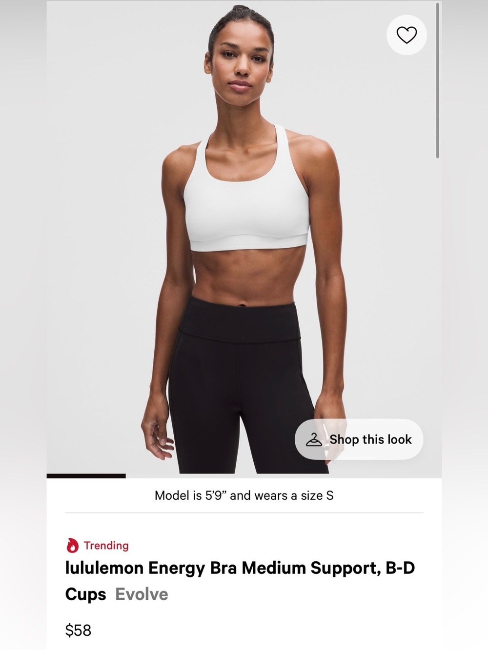 lululemon Energy Bra White Sports Bra Size 8 NWT